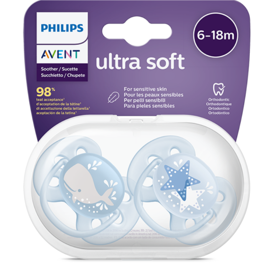 AVENT Ортодонтични залъгалки Ultra Soft кит 6-18м. 2бр Avent