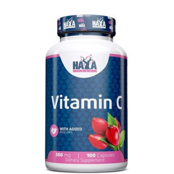 HAYA LABS Витамин C и шипка 500 мг за антиоксидантна защита x100 капсули Haya Labs
