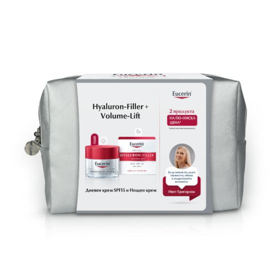 Eucerin Hyaluron-Filler + Volume lift дневен крем суха кожа 50мл + Volume lift нощен крем 50мл