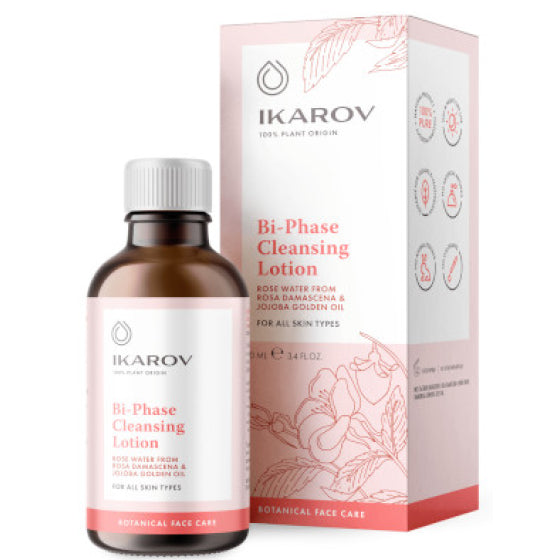 IKAROV Почистващ двуфазен лосион за лице роза и жожоба 100мл