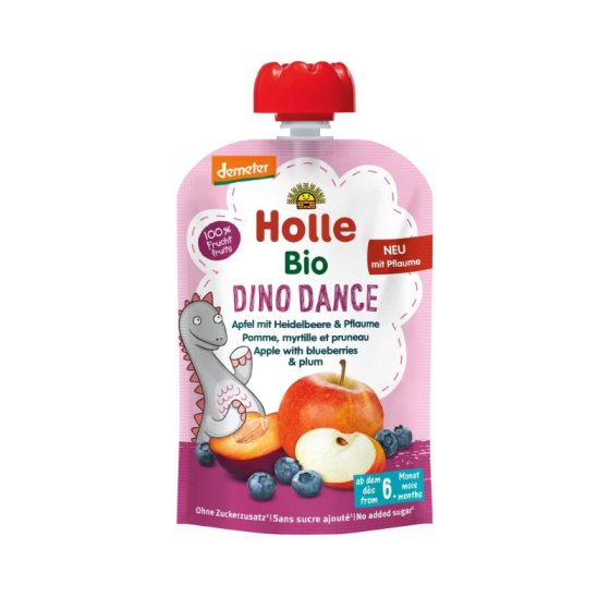 Holle Био пюре пaуч с ябълки и боровинки 6+ месеца 100г