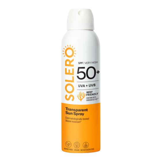 SOLERO Прозрачен слънцезащитен спрей SPF50+ 200мл