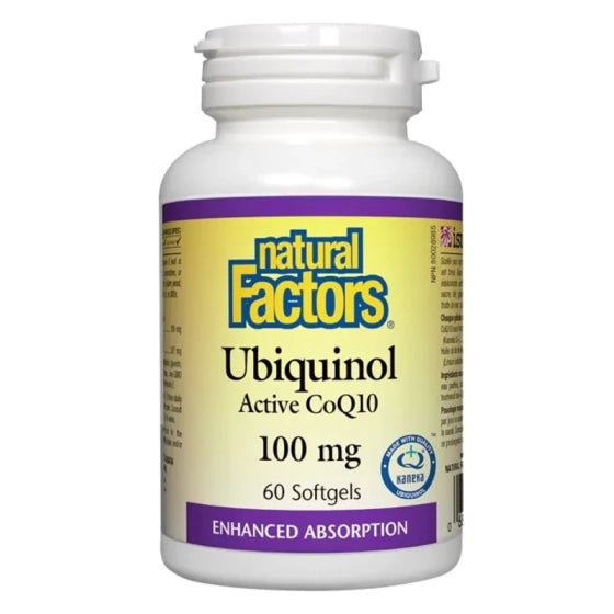 NATURAL FACTORS Убиквинол Активен Коензим Q10 капсули грижа за сърцето x60 Natural Factors