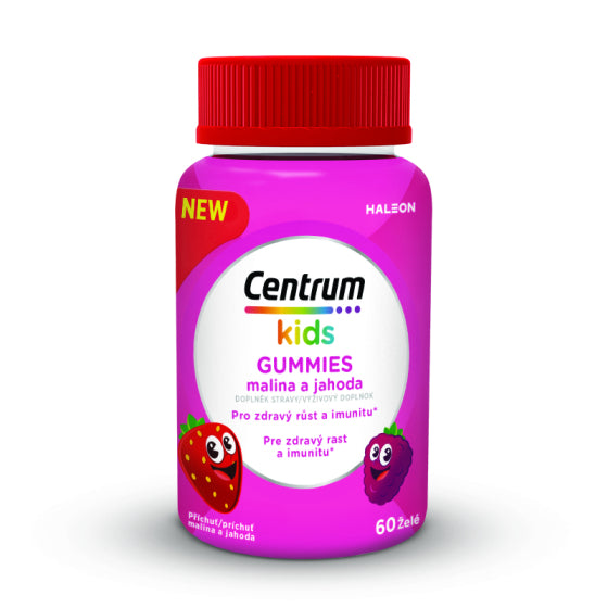 CENTRUM Центрум Kids Желирани мултивитамини за деца с вкус на ягода и малина 60 таблетки