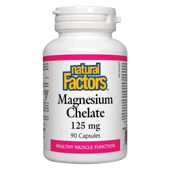NATURAL FACTORS Магнезий (хелат) капсули за костите, зъбите и мускулната функция 125мг х90 Natural Factors