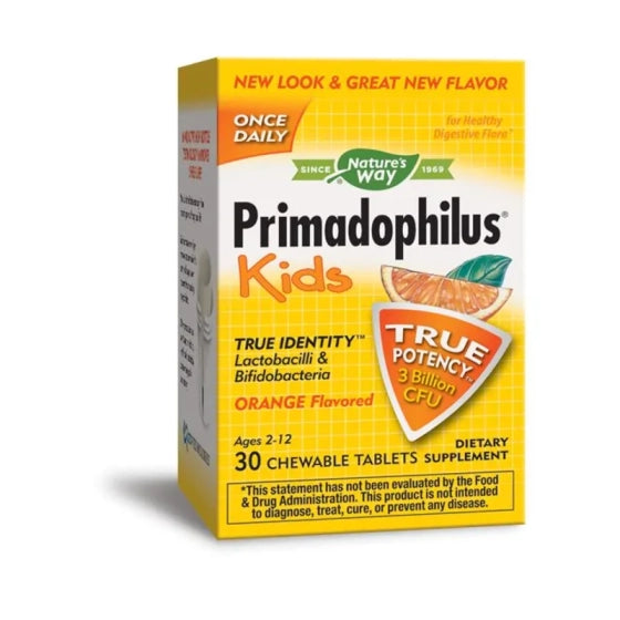 NATURES WAY Primadophilus Kids портокал дъчащи таблeтки пробиотик х30 Nature's Way
