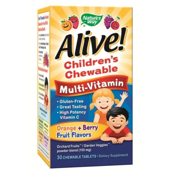 Alive Мултивитамини за деца дъвчащи таблетки х30 Nature's Way
