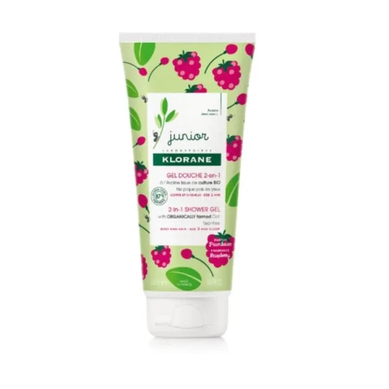 Klorane junior душ-гел 2в1 за коса и тяло с органичен екстракт от овес и аромat на малина 200мл