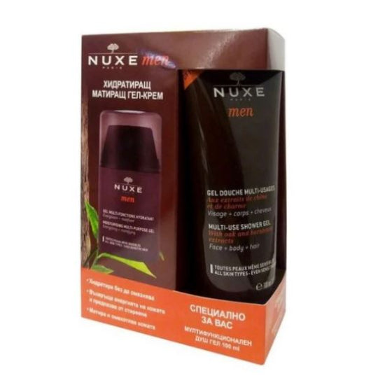 Nuxe men хидратиращ гел за лице 50мл + душ-гел 100мл