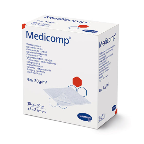 MEDICOMP Медикомп компрес нетъкан текстил стерилен 10см/10см х 50 (25 х 2)