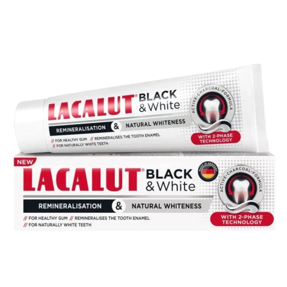 LACALUT Реминерализираща паста за зъби Black and White 75мл Lacalut