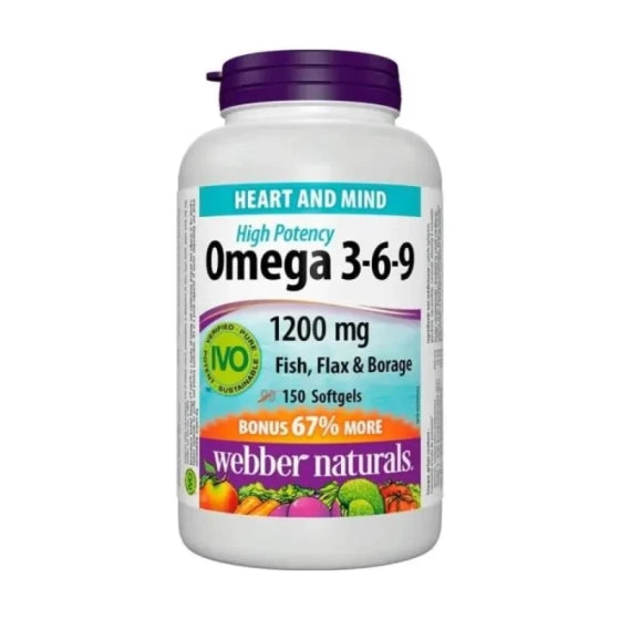 WEBBER NATURALS Омега 3-6-9 1200 мг х 150 софтгел капсули wn 3876