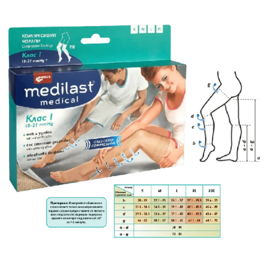 Medilast Medica компресивен чорап при разширени вени клас I 7/8 XL