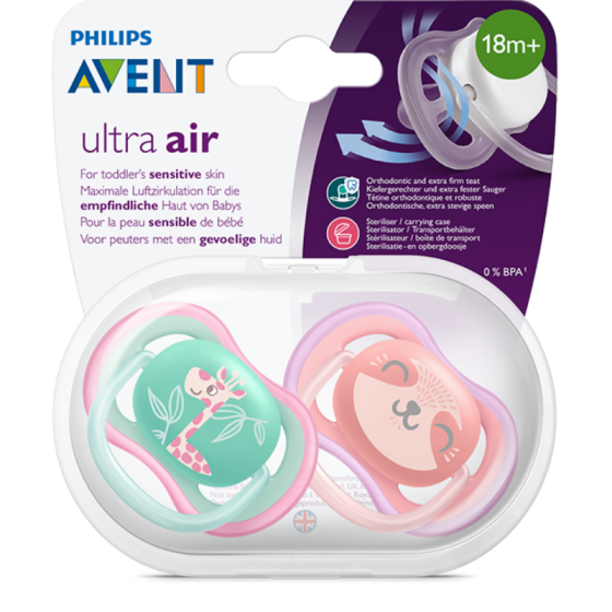 AVENT Ортодонтични залъгалки Ultra Air за момиче 18м.+ 2бр Avent