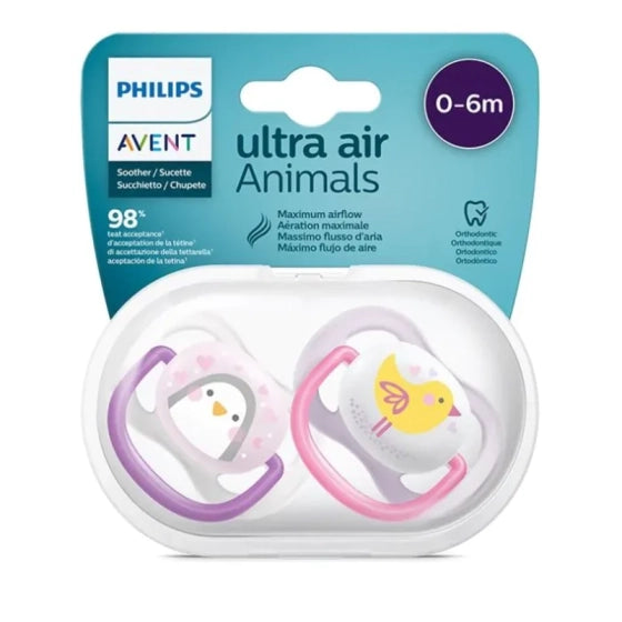 AVENT Ортодонтични залъгалки Ultra Air Animals Girl 0-6м. 2бр. Avent