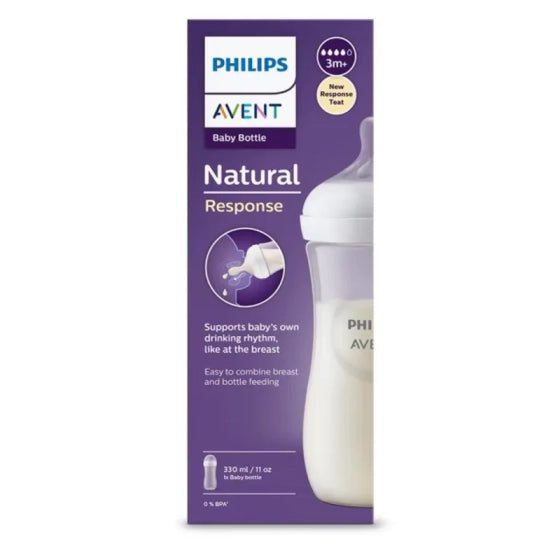 AVENT Бутилка Natural Response 330 мл, 3м+ с биберон с поток 4 - неутрален цвят Avent