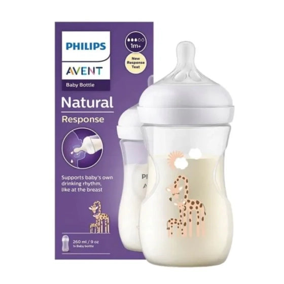 AVENT Бутилка Natural Response 260мл 1м+ с биберон с поток 3 - картинка момиче Avent