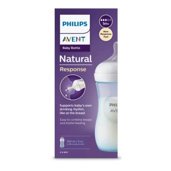 AVENT Бутилка Natural Response 260мл 1м+ с биберон с поток 3 - син цвят Avent