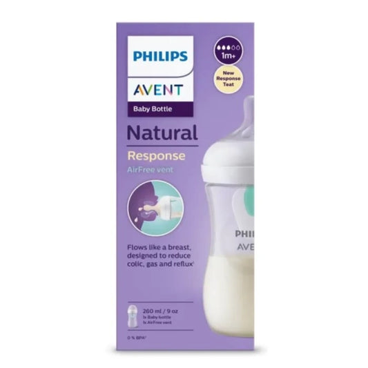 AVENT Бутилка Natural Response AirFree 260мл 1м+ с биберон с поток 3 с неутрален цвят Avent