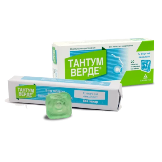 TANTUM VERDE Тантум Верде 3 мг с евкалипт без захар х20 таблетки - Снимка 2 от 2
