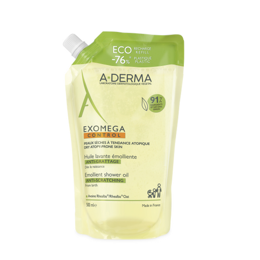 A-Derma Exomega Control Емолиентно душ олио за суха и склонна към атопия кожа пълнител 500мл
