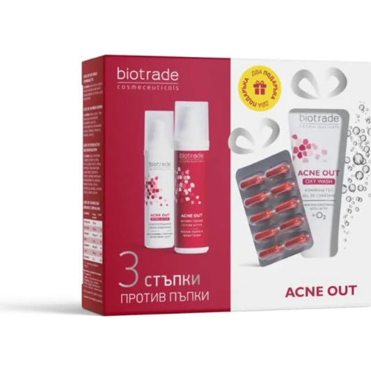 BIOTRADE Акне аут активен лосион+хидратиращ крем + acne out oxy wash промо кутия