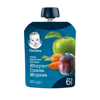 compare product Gerber Natural for baby Пюре от ябълка, слива и морков, от 6-ия месец, 80g, пауч