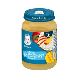 compare product Gerber Храна за бебета Десерт с ябълки, манго, праскова и извара от 6-ия месец, 190g