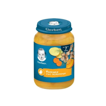 compare product Gerber Храна за бебета Пюре с пилешко и със зеленчуци от 7-ия месец, 190g
