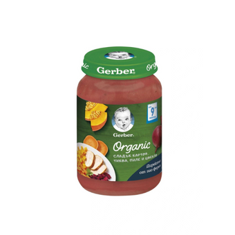 compare product Gerber Organic Храна за бебета Пюре от сладък картоф, тиква и пиле от 9-ия месец 190g