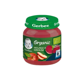compare product Gerber Organic Храна за бебета Пюре от ябълки и цвекло от 6-ия месец, 125g, бурканче