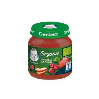 compare product Gerber Organic Храна за бебета Пюре от ябълки и малини моето 1-во пюре, 125g, бурканче