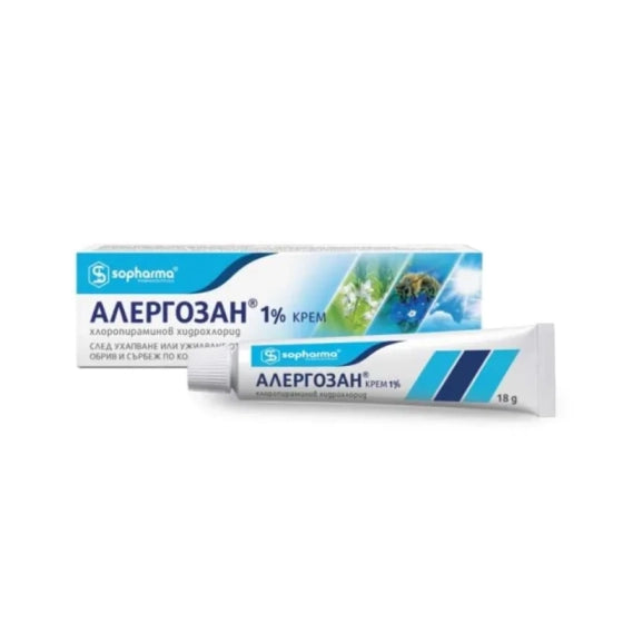 ALLERGOSAN Алергозан 1% крем при ухапване от насекоми, контактен дерматит х18гр