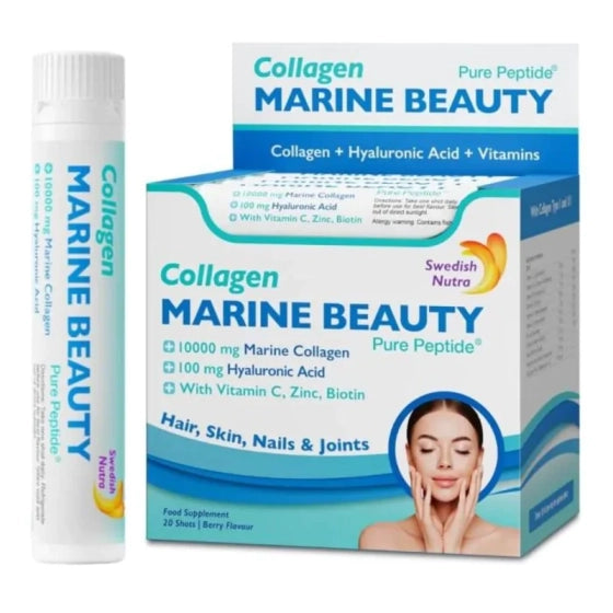 SWEDISH NUTRA Рибен Колаген Marine Beauty 10000 мг с хиалуронова киселина 100 мг флакон 20 x 25 мл Swedish Nutra