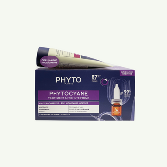 compare product Phyto Phytocyane Комплект - Терапия за прогресивен косопад и Шампоан, 12 x 5 + 100 мл