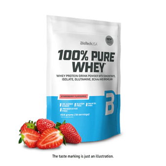 compare product Biotech USA 100% pure whey 0.454 Strawberry