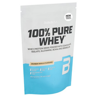 compare product Biotech USA 100% pure whey 0.454 Bourbon vanilla