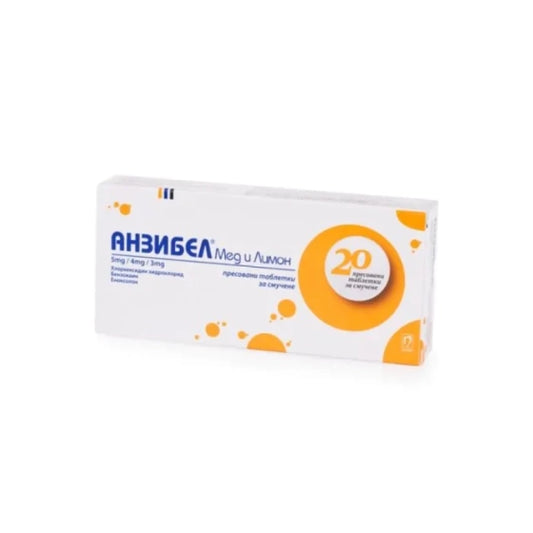 ANZIBEL Анзибел мед и лимон тбл. за смучене при възпалено гърло х20