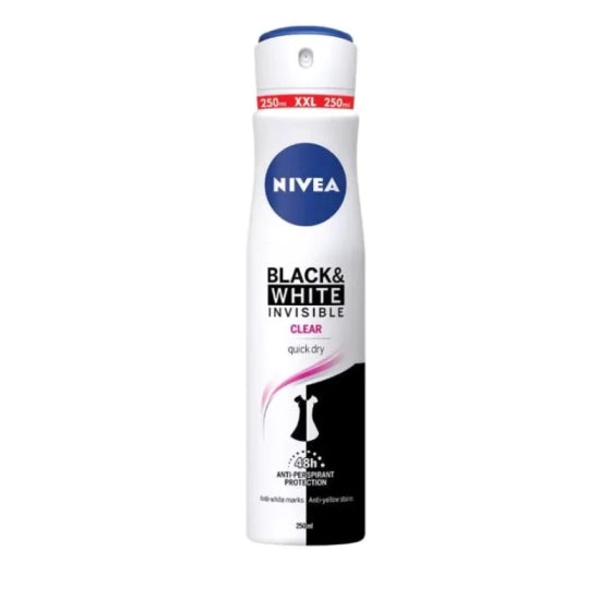 Nivea Deo Спрей дамски Invisible on Black & White Clear XL size, 250 ml