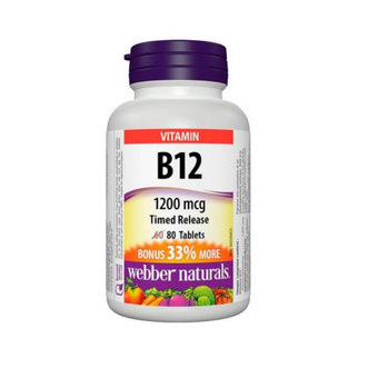 compare product Витамин B12 с удължено освобождаване 1200 мг 80 таблетки Webber Naturals