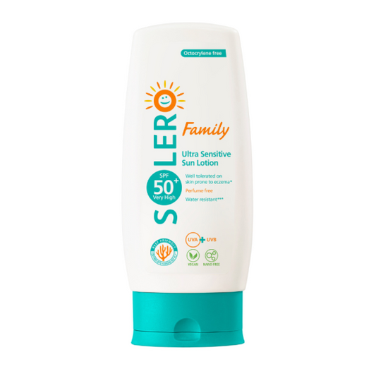 SOLERO Слънцезащитен лосион за чувствителна кожа SPF50+ 200мл Годен до: 31.5.2026 г.