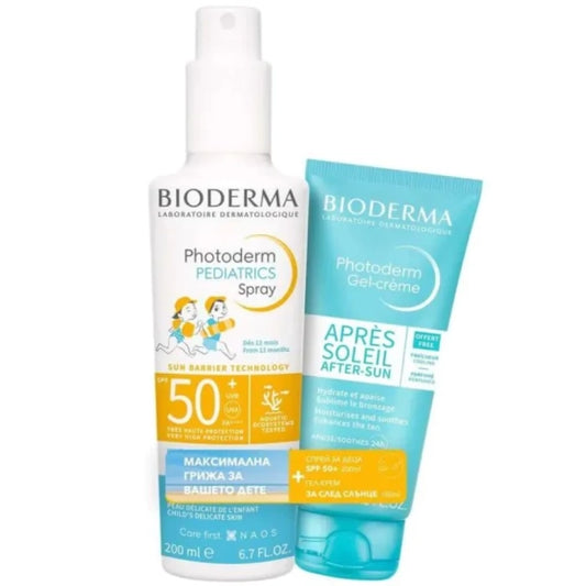 PHOTODERM Bioderma Photoderm Pediatrics Сл. спрей за деца SPF50+ 200мл+Apres-soleil Гел-крем след слънце 100мл