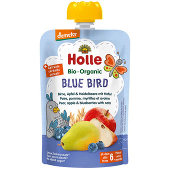 compare product Holle Био пюре пaуч с круша, ябълки, боровинки и овес 6+ месеца 100г