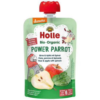 compare product Holle Био пюре пауч с круша, ябълка и спанак 6+месеца 100г