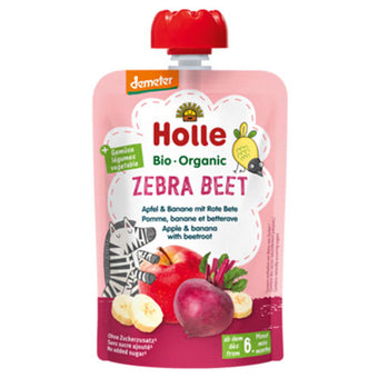 compare product Holle Био пюре пaуч с ябълка, банан и цвекло 6+ месеца 100г