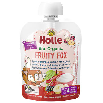 compare product Holle Био пюре пауч ябълка, банан и горски плод с йогурт 8+ месеца 85г