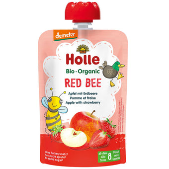 compare product Holle Био пюре пауч с ябълка и ягода 8+ месеца 100г