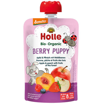 compare product Holle Био пюре пауч с ябълка, праскова и горски плодове 8+ месеца 100г