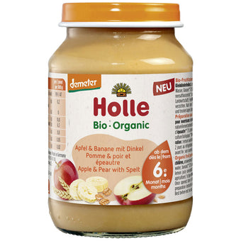 compare product Holle Био пюре с ябълка, банан и спелта 6+ месеца 190г