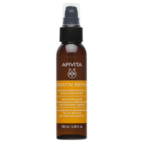 Apivita Keratin Repair Подхранващо и възстановяващо олио за суха и увредена коса 100мл - Снимка 2 от 2